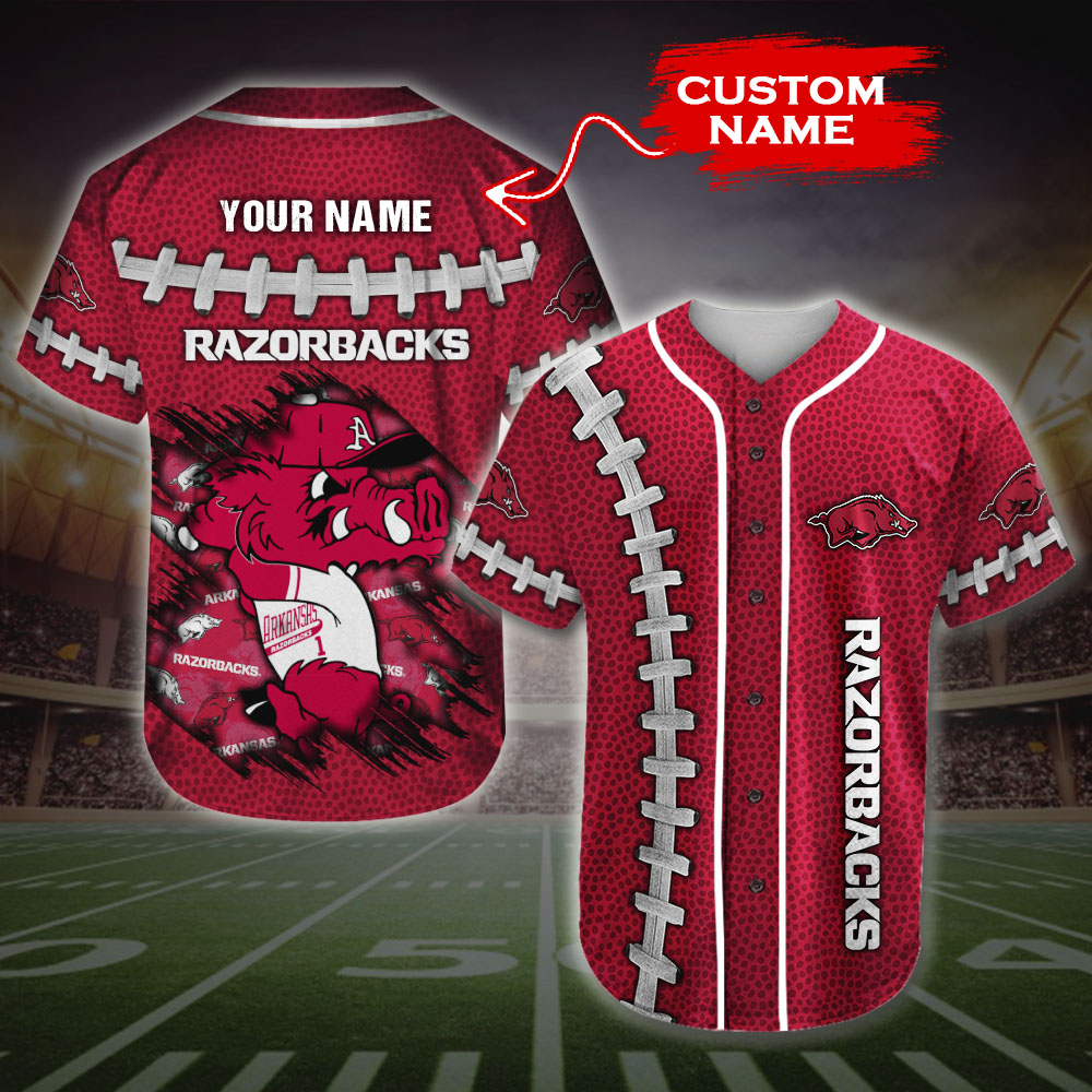 Custom NCAA Baseball Jersey Arkansas Razorbacks Name and Number College Cream