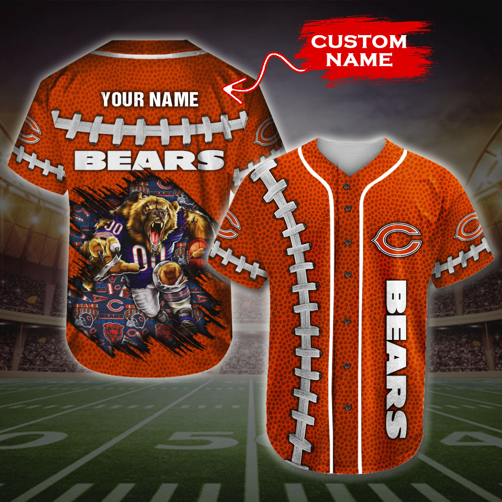 Chicago Bears-NFL BASEBALL JERSEY CUSTOM NAME AND NUMBER Best Gift