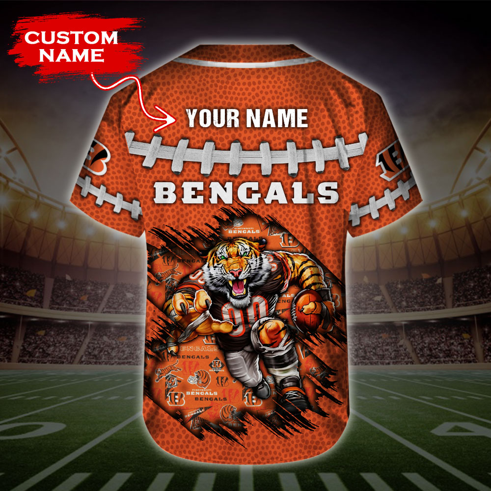 Cincinnati Bengals Custom Number And Name NFL Baseball Jersey