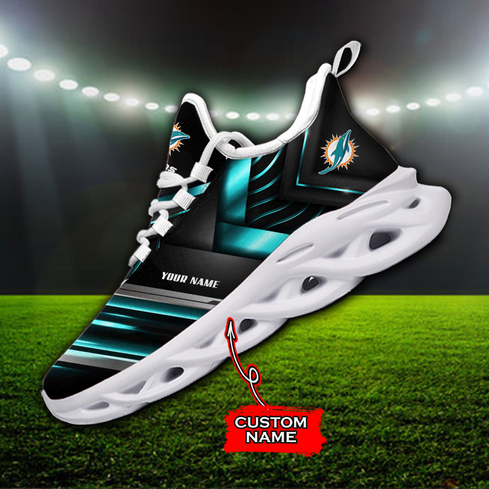 Custom Name Miami Dolphins NFL Max Soul Shoes