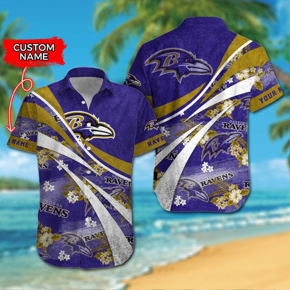 NFL Baltimore Ravens Hawaiian Shirt Black And Purple Gift For New