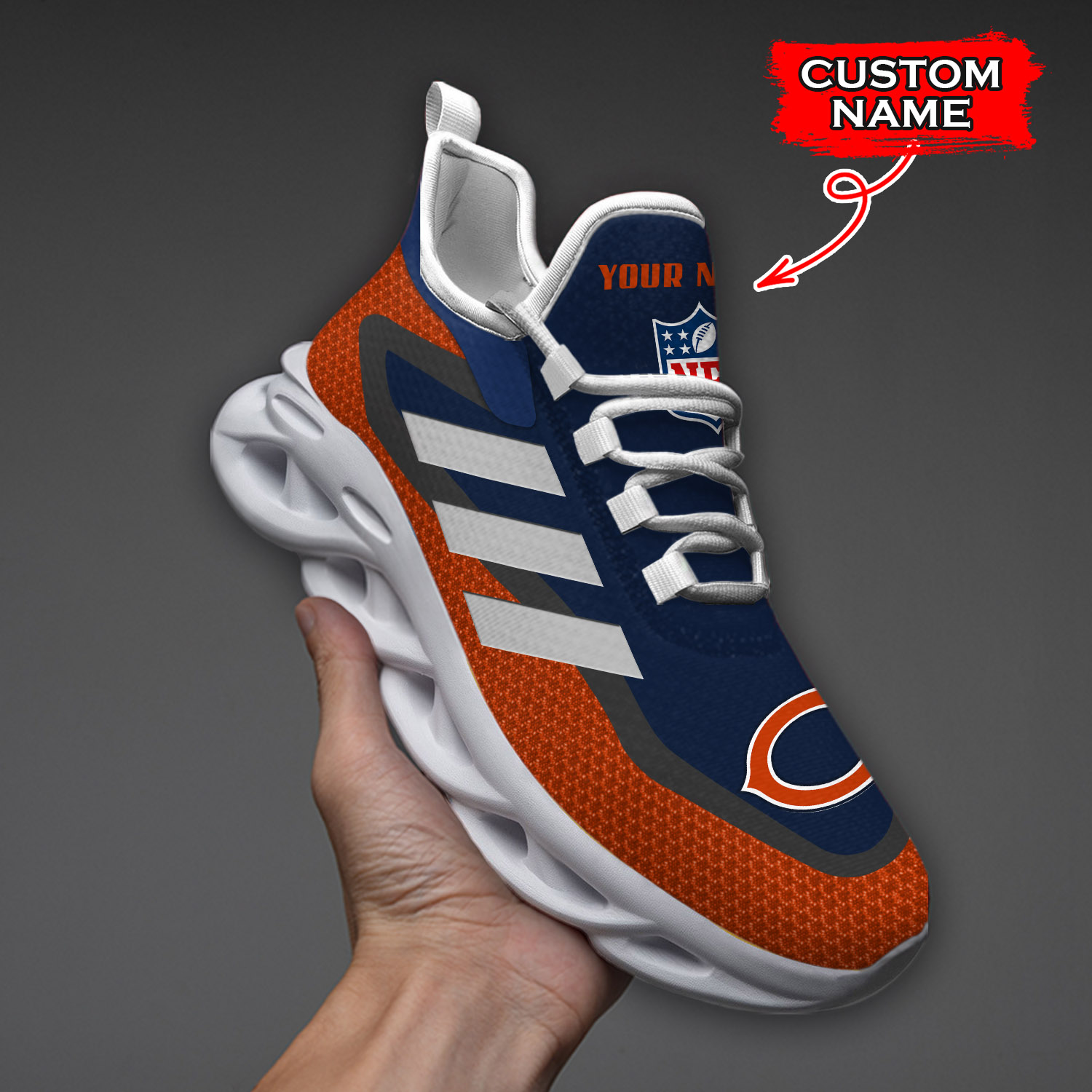 Chicago Bears NFL Max Soul Shoes Custom Name Sneakers Personalized